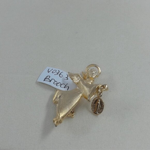 Vintage Gold-Tone Angel Brooch - Picture 1 of 4